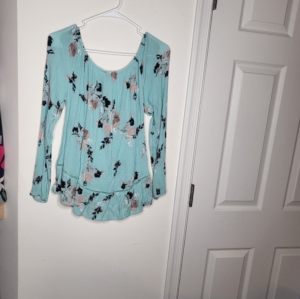 Lee turquoise floral blouse